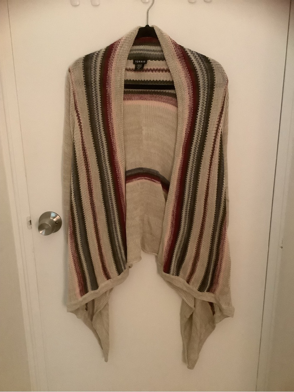 torrid Cream Multicolor Striped Open-Front Sweater Wrap